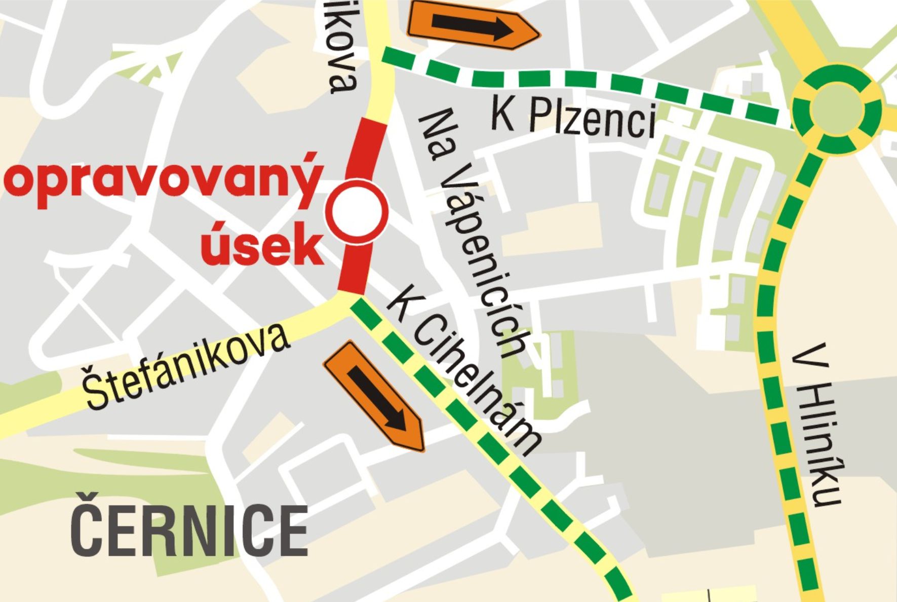 Oprava Štefánikovy ulice v Černicích